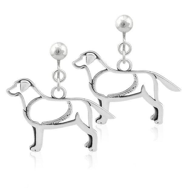 Labrador Retriever Clip-On Earrings Body Design in Sterling Silver.