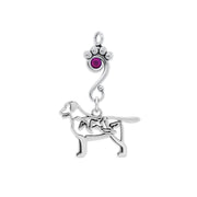 Labrador Retriever Pendant Body Design with Ducks with Amethyst Crystal in Sterling Silver.