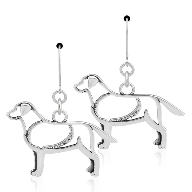 Labrador Retriever Earrings Body Design in Sterling Silver in Leverback.