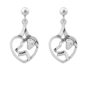 Labrador Retriever Heart Clip-On Earrings in Sterling Silver.