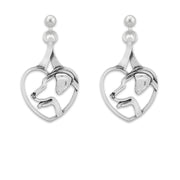 Labrador Retriever Heart Earrings in Sterling Silver in Dangle Post.