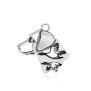 Labrador Retriever Pendant Head Design with Ducks in Sterling Silver.