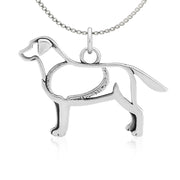 Labrador Retriever Necklace Body Design in Sterling Silver on Box Chain.