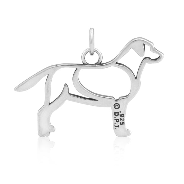 Labrador Retriever Pendant Body Design in Sterling Silver Back Side View.