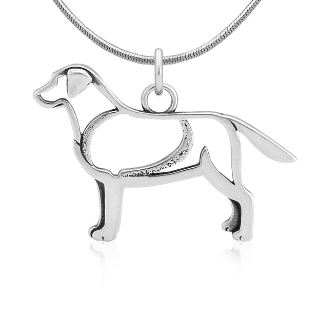 Labrador Retriever Necklace Body Design in Sterling Silver on Snake Chain.