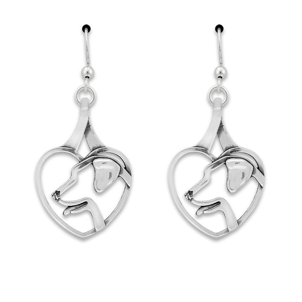 Sterling Silver Lab Heart Earrings