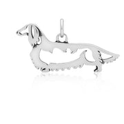 Longhaired Dachshund Pendant Body Design in Sterling Silver.