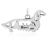 Dachshund Necklace Jewelry in Sterling Silver, Longhaired