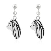 Maltese Clip-On Earrings Head Design in Sterling Silver.