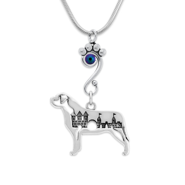 Crystal Mastiff Necklace, w/Castle Body