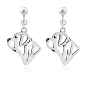 Mastiff Clip-On Earrings Head Design in Sterling Silver.