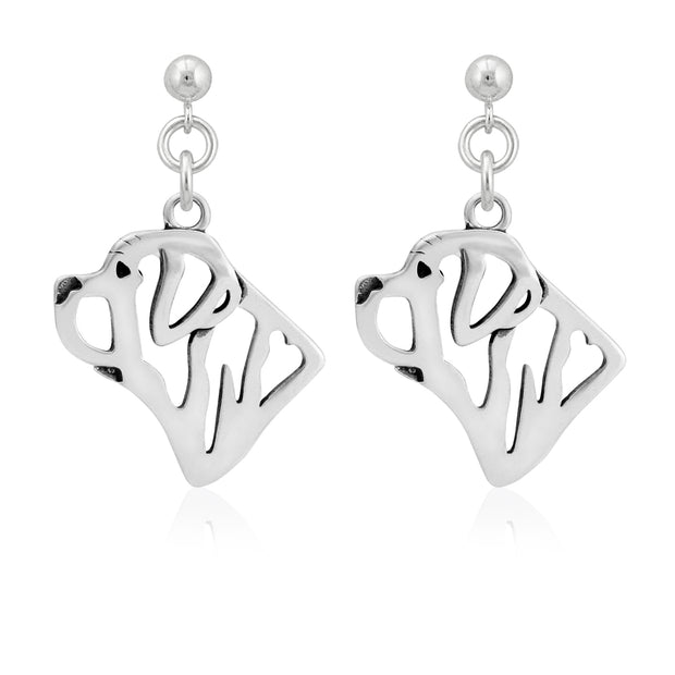 Mastiff Earrings Head Design in Sterling Silver in Dangle Post.