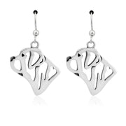 Mastiff Earrings Head Design in Sterling Silver in French Hook.