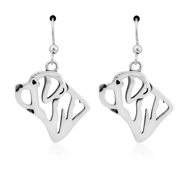 Mastiff Earrings Head Design in Sterling Silver in French Hook.