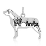 Mastiff Pendant Body Design with Castle in Sterling Silver.