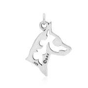 Miniature Pinscher Pendant Head Design in Sterling Silver Back Side View.