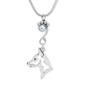 Crystal Miniature Pinscher Necklace, Head