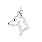 Miniature Pinscher Pendant Head Design in Sterling Silver.