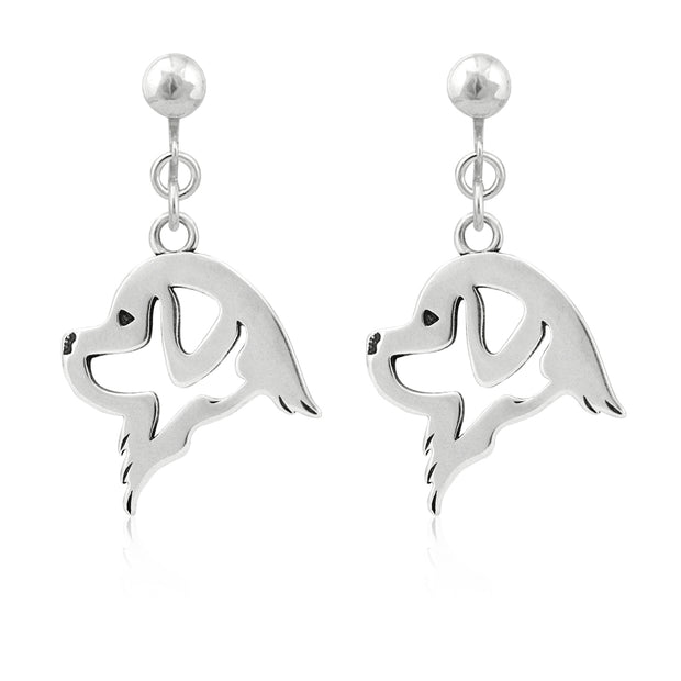 Newfoundland Clip-On Earrings Head Design in Sterling Silver.