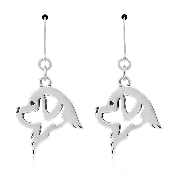 Newfoundland Earrings Head Design in Sterling Silver in Leverback.