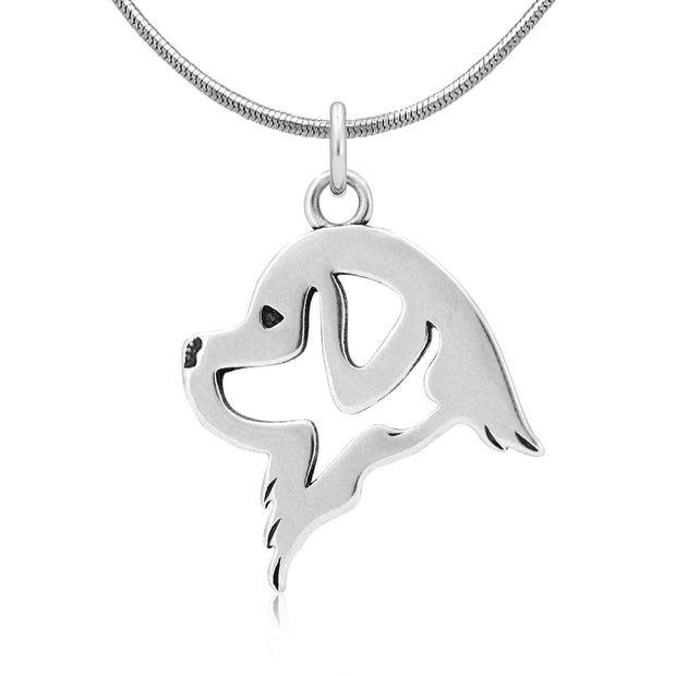 Newfoundland Necklace Head Design in Sterling Silver on Snake Chain.