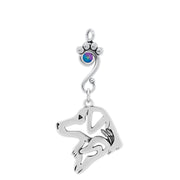 Nova Scotia Duck Tolling Retriever Pendant Head Design with Tanzanite Crystal in Sterling Silver.