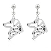 Nova Scotia Duck Tolling Retriever Clip-On Earrings Head Design in Sterling Silver.