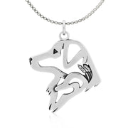 Nova Scotia Duck Tolling Retriever Necklace Head Design in Sterling Silver on Box Chain.