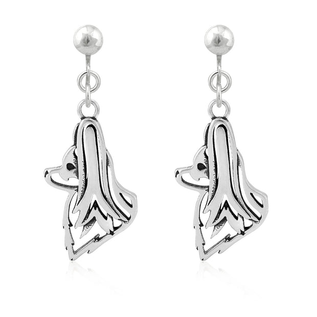 Papillon Clip-On Earrings Head Design in Sterling Silver.