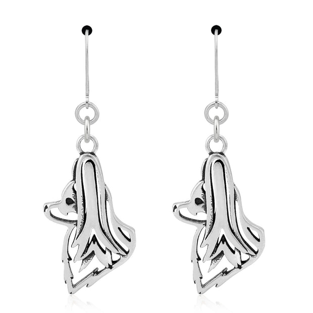 Papillon Earrings Head Design in Sterling Silver in Leverback.