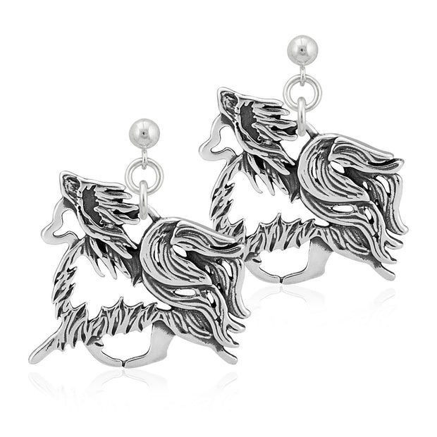 Papillon Earrings Gaiting Body Design in Sterling Silver in Dangle Post.