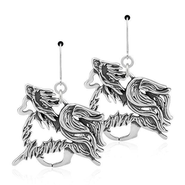 Papillon Earrings Gaiting Body Design in Sterling Silver in Leverback.