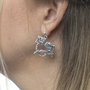 Papillon Earrings Gaiting Body Design in Sterling Silver on Model.