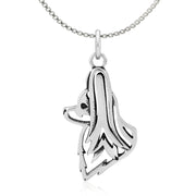 Papillon Necklace Head Design in Sterling Silver on Box Chain.