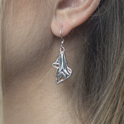 Papillon Earrings Head Design in Sterling Silver on Model.