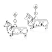 Pembroke Welsh Corgi Clip-On Earrings Body Design in Sterling Silver.