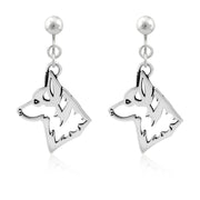 Pembroke Welsh Corgi Clip-On  Earrings Head Design in Sterling Silver.