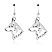 Pembroke Welsh Corgi Earrings Head Design in Sterling Silver in French Hook.