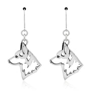 Pembroke Welsh Corgi Earrings Head Design in Sterling Silver in Leverback.