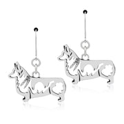 Pembroke Welsh Corgi Earrings Body Design in Sterling Silver in Leverback.