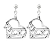 Pembroke Welsh Corgi Heart Clip-On Earrings Body Design in Sterling Silver.