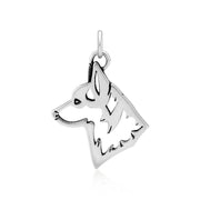 Pembroke Welsh Corgi Pendant Head Design in Sterling Silver.