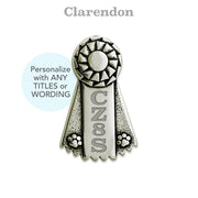 Personalized White Bronze Ribbon Paws Tie Tack, Pin