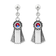 Personalized Crystal Ribbon Earrings in Sterling Silver, Award Jewelry