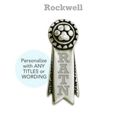 Personalized White Bronze Rosette Paw Ribbon Tie Tack or Pin
