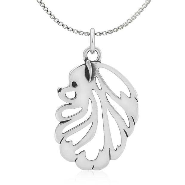 Pomeranian Pendant Necklace in Sterling Silver