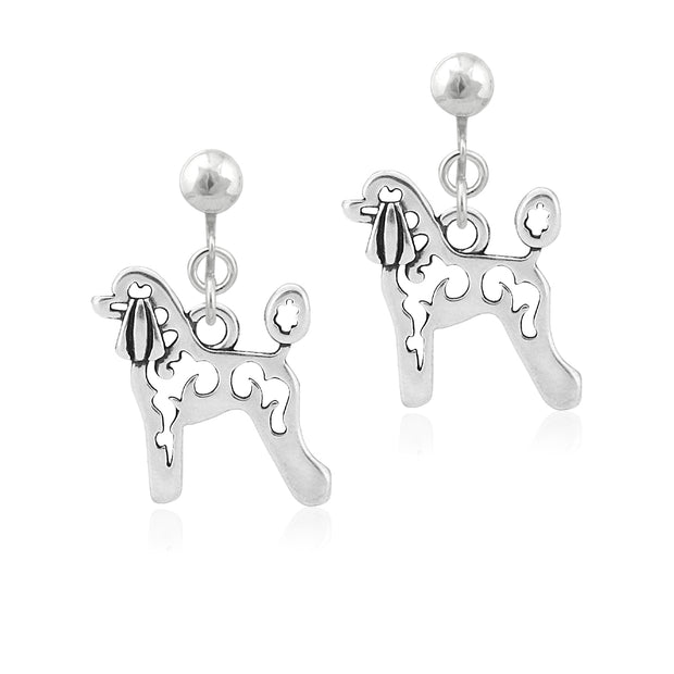 Poodle Clip-On Earrings Body Design in Sterling Silver.