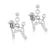 Poodle Earrings Body Design in Sterling Silver in Dangle Post.