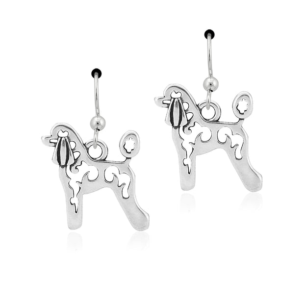 Poodle Earrings Body Design in Sterling Silver in French Hook.