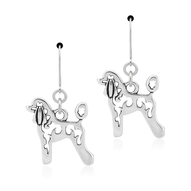 Poodle Earrings Body Design in Sterling Silver in Leverback.